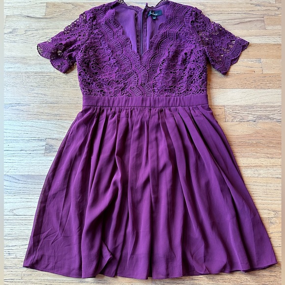 Lulus angel in disguise lace skater dress burgundy - Picture 3 of 7